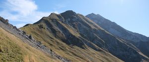 Preview wallpaper mountain, peaks, slope, grass, landscape