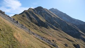 Preview wallpaper mountain, peaks, slope, grass, landscape