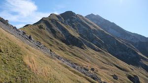 Preview wallpaper mountain, peaks, slope, grass, landscape
