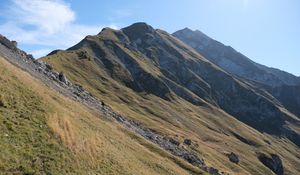 Preview wallpaper mountain, peaks, slope, grass, landscape