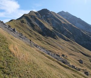 Preview wallpaper mountain, peaks, slope, grass, landscape