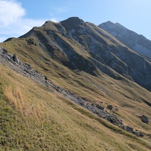 Preview wallpaper mountain, peaks, slope, grass, landscape