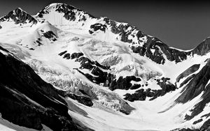 Preview wallpaper mountain, peaks, snow, black and white