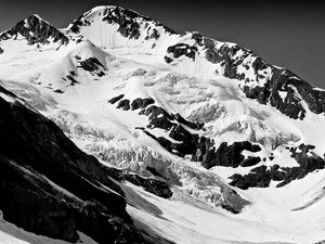 Preview wallpaper mountain, peaks, snow, black and white
