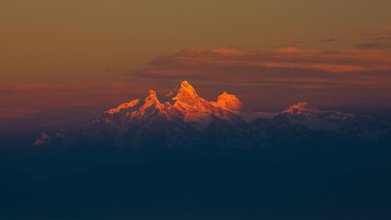 Wallpaper mountain range, himalayas, mountains, sky, fog