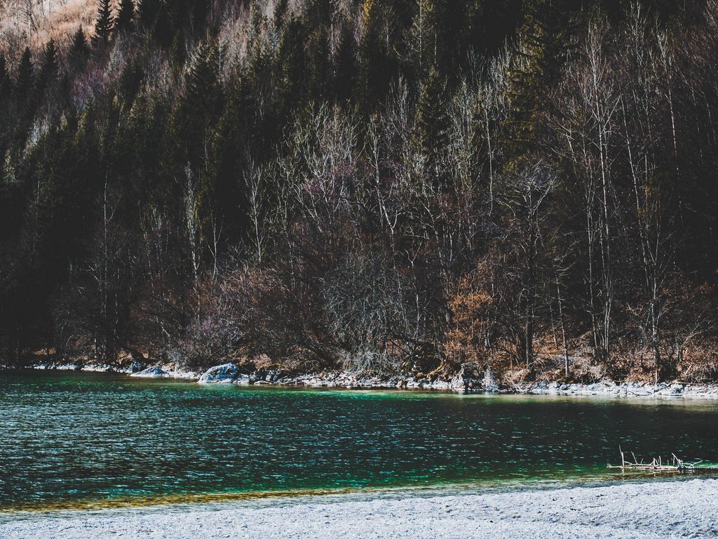 1024x768 Wallpaper mountain range, landscape layers, rocky mountain, river, austria