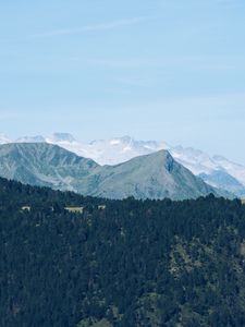 Preview wallpaper mountain range, mountains, trees, distance