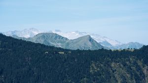 Preview wallpaper mountain range, mountains, trees, distance