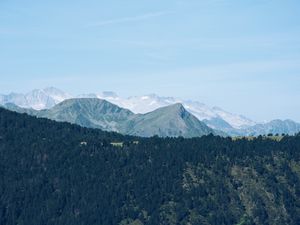 Preview wallpaper mountain range, mountains, trees, distance
