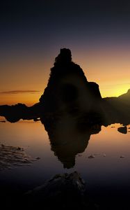 Preview wallpaper mountain, reflection, pond, evening