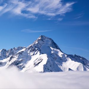 Preview wallpaper mountain, relief, snow, clouds, sky, landscape