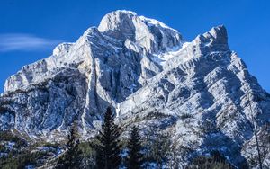 Preview wallpaper mountain, relief, snow, trees, landscape