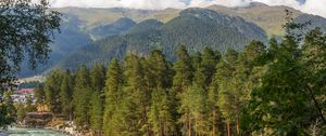 Preview wallpaper mountain river, river, mountains, trees, nature