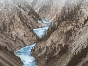 Preview wallpaper mountain river, river, mountains, slopes, nature