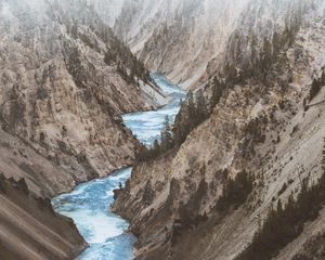 Preview wallpaper mountain river, river, mountains, slopes, nature