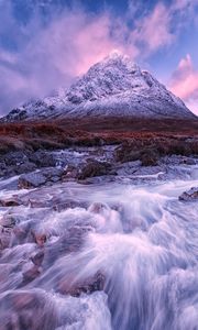 Preview wallpaper mountain, river, stream, peak, landscape, scotland
