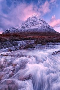 Preview wallpaper mountain, river, stream, peak, landscape, scotland