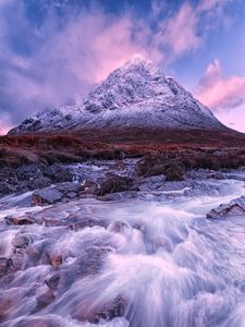 Preview wallpaper mountain, river, stream, peak, landscape, scotland