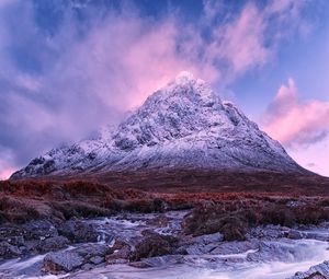 Preview wallpaper mountain, river, stream, peak, landscape, scotland