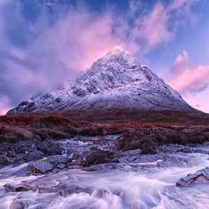 Preview wallpaper mountain, river, stream, peak, landscape, scotland