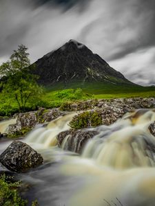 Preview wallpaper mountain, river, stream, stones, water