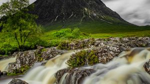 Preview wallpaper mountain, river, stream, stones, water