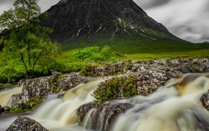 Preview wallpaper mountain, river, stream, stones, water