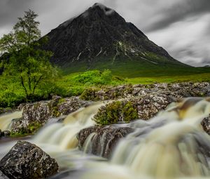 Preview wallpaper mountain, river, stream, stones, water
