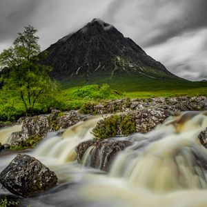 Preview wallpaper mountain, river, stream, stones, water