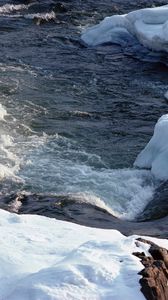 Preview wallpaper mountain river, stream, water, snow, speed