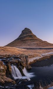 Preview wallpaper mountain, river, waterfall, landscape, iceland