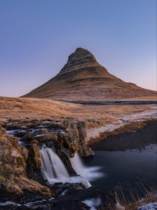 Preview wallpaper mountain, river, waterfall, landscape, iceland