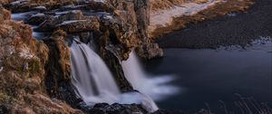 Preview wallpaper mountain, river, waterfall, landscape, iceland