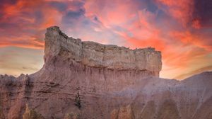 Preview wallpaper mountain, rock, cliff, dusk, nature