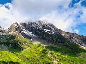 Preview wallpaper mountain, rock, clouds, nature