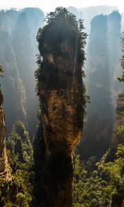 Preview wallpaper mountain, rock, fog, avatar mountain, zhangjiajie, china