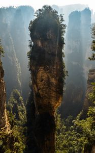 Preview wallpaper mountain, rock, fog, avatar mountain, zhangjiajie, china