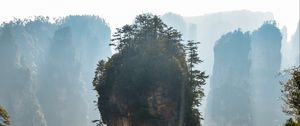 Preview wallpaper mountain, rock, fog, avatar mountain, zhangjiajie, china