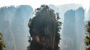 Preview wallpaper mountain, rock, fog, avatar mountain, zhangjiajie, china