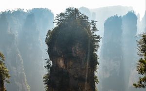 Preview wallpaper mountain, rock, fog, avatar mountain, zhangjiajie, china