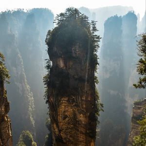 Preview wallpaper mountain, rock, fog, avatar mountain, zhangjiajie, china