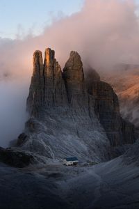 Preview wallpaper mountain, rock, house, valley, nature