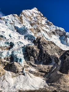 Preview wallpaper mountain, rock, peak, snow, nature, landscape