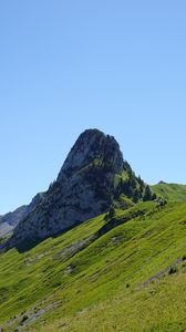 Preview wallpaper mountain, rock, peak, landscape, green