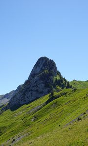 Preview wallpaper mountain, rock, peak, landscape, green