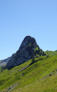 Preview wallpaper mountain, rock, peak, landscape, green