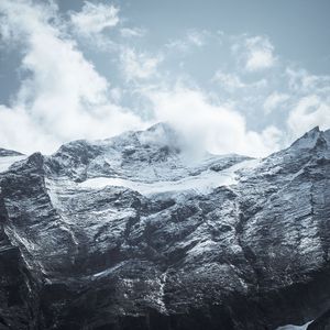 Preview wallpaper mountain, rock, relief, landscape, clouds