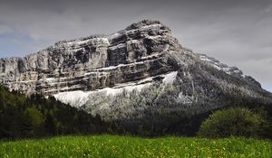 Preview wallpaper mountain, rock, snow, valley, nature, landscape