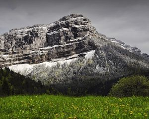 Preview wallpaper mountain, rock, snow, valley, nature, landscape