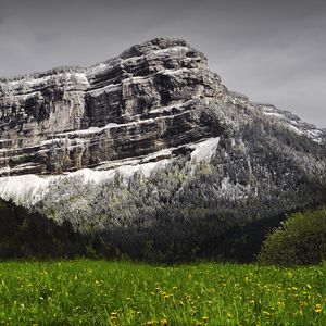 Preview wallpaper mountain, rock, snow, valley, nature, landscape